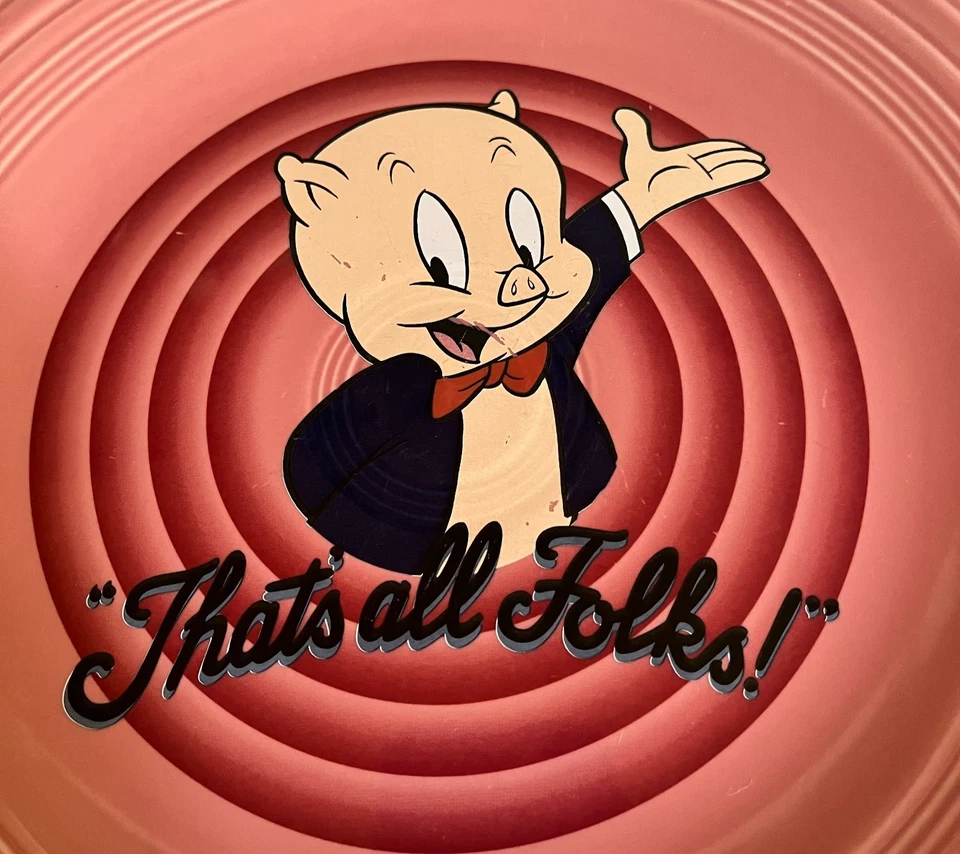 Plato Porky Pig Fiesta 10.5" Warner Bros Homer Laughlin 1994 Cena Rosa De Colección Foto 2 de 4