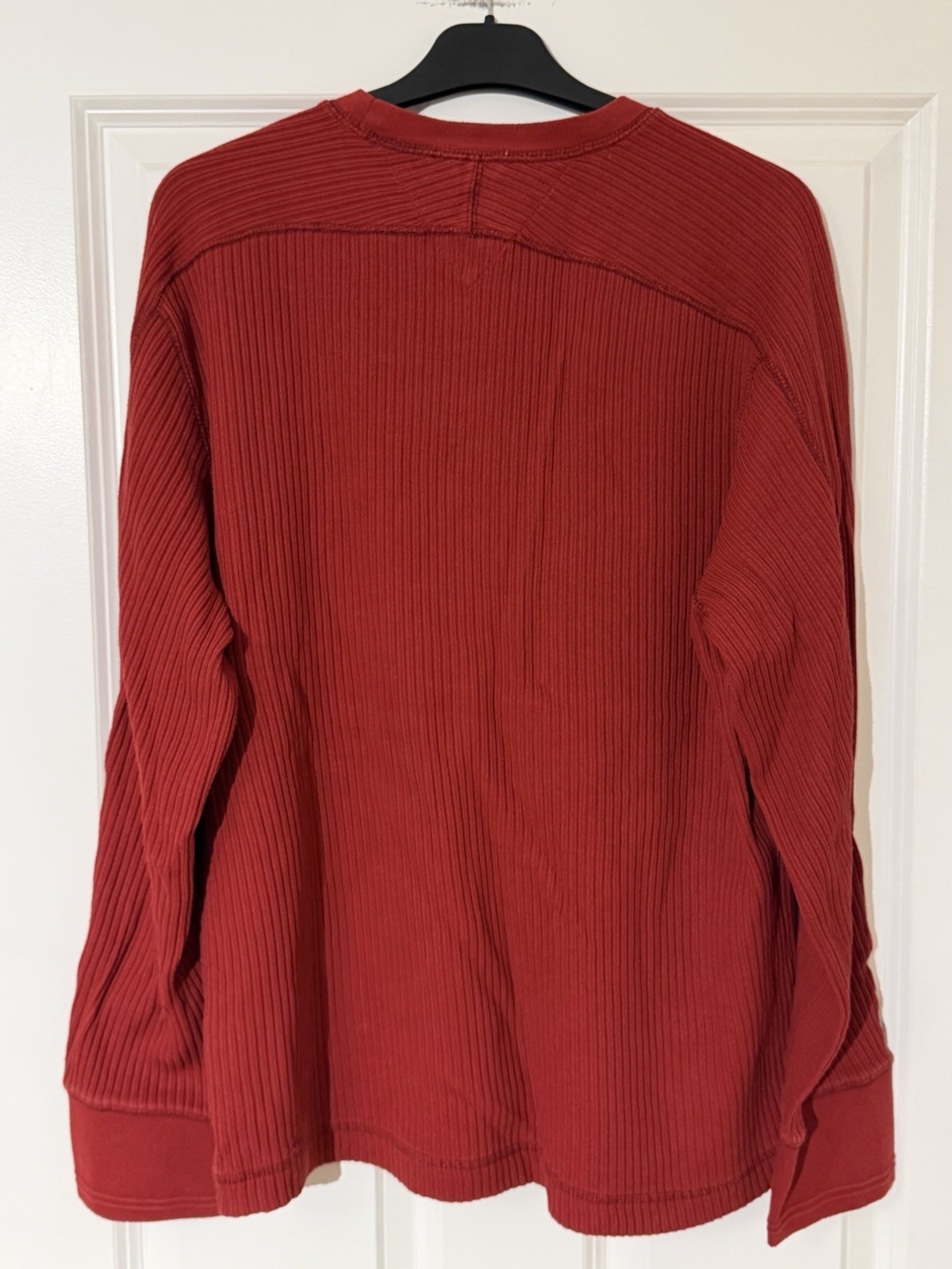 Tommy Hilfiger Ribbed Long Sleeve Top Mens L Red Cotton Crew Neck Jumper image 4