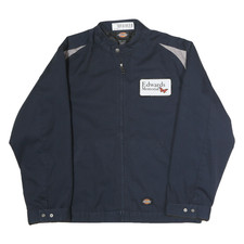 DICKIES Mens Navy Blue Workwear Zip Jacket M Cotton Blend Plain Edwards Memorial