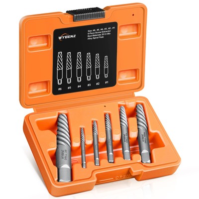 6Pcs Screw Extractor Spiral Flute Bolt Extractor Set Stripped Screw Remover Cr M