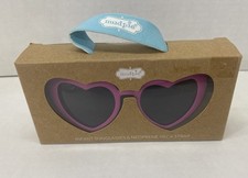 Mud Pie Heart Sunglasses Pink Frame Tinted Black Lenses UV400 Strap 0-2 Yrs