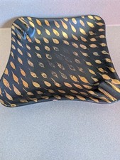 Aldo Londi Bitossi Ceramic Black/Gold Cigar Cigarette Ashtray 95/341 Italy READ