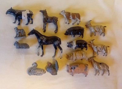 Vintage Bleispielzeug Tiere inkl. Tapir Affe Truthahn Schwan Schweine Pferd Fohlen Kuh Ziegen