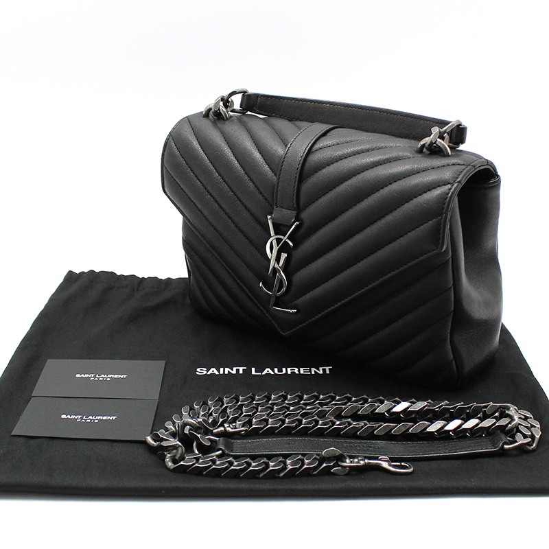 Borsa a tracolla Saint Laurent nera in pelle monogramma college media 12345