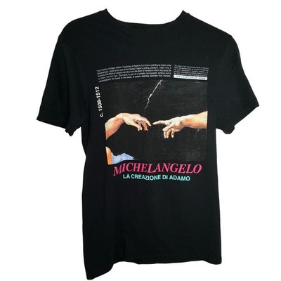 Michelangelo La Creazione Di Adamo Creation of Adam T Shirt Black Mens S