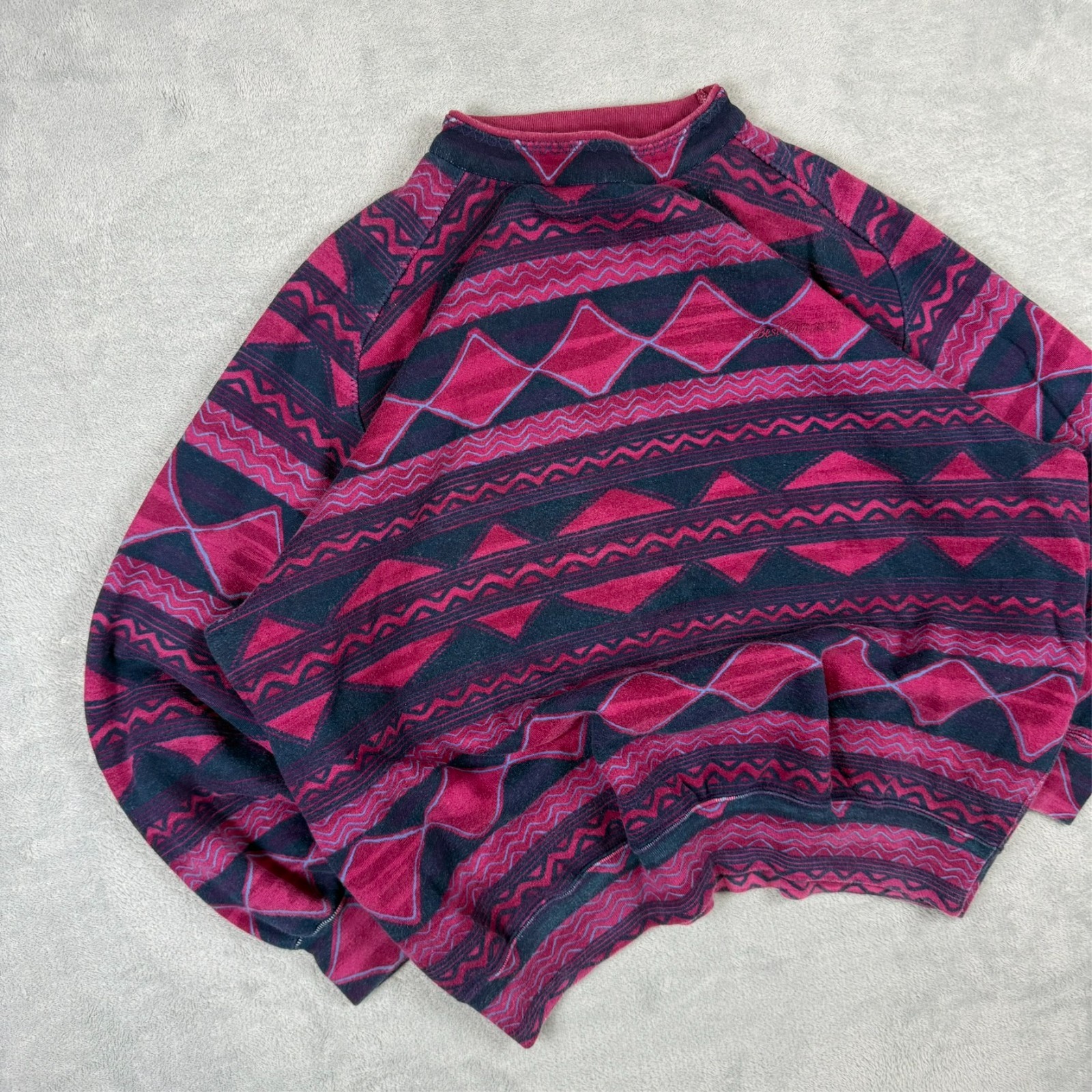 Women's VTG Best Company 90's Purple Abstract Geometric Oversized XL Sweatshirt image 2
