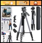 Heavy-Duty 74" Aluminum Tripod for DSLR, Mirrorless, GoPro & Smartphones - Light