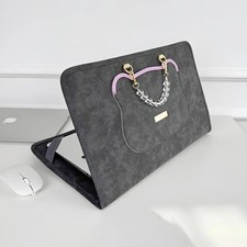 15.6" Laptop Sleeve Case Grey PU Leather Shockproof Bag for MacBook HP Dell
