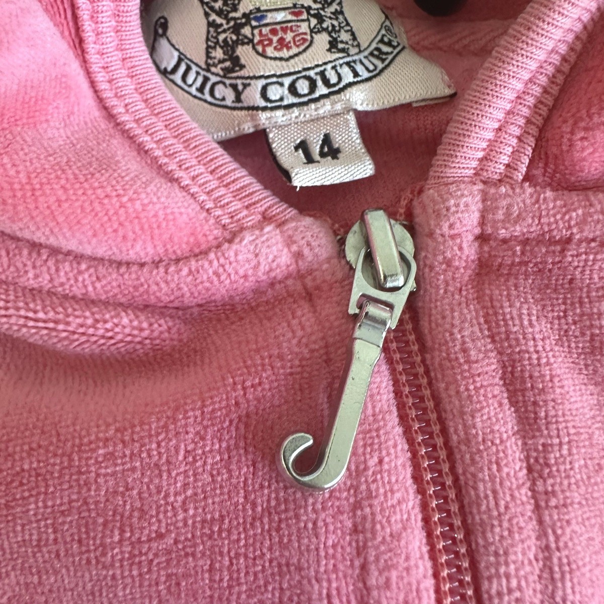 Y2K Vintage Juicy Couture Pink Velour Zip Up Hoodie Sweatshirt