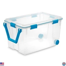 Sterilite 120 Qt Wheeled Gasket Storage Box - Stackable Bin with Latching Lid