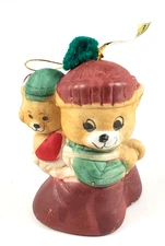 Jasco Caring Critter Chimer Christmas Ornament Bisque Porcelain Mama & Baby Bear