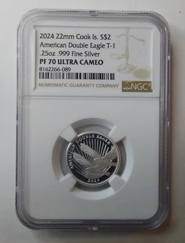 2024 Cook Islands $2 American Double Eagle .25oz .999 Silver PF70 Ultra Cameo
