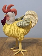 Plush Free Standing 12" Fabric Rooster Primitive Country Bendable Feet Aged