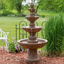 Pineapple Resin Outdoor 4-Tier Water Fountain - Earth by Sunnydaze