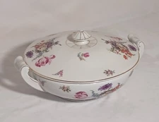 LEXINGTON CHINA FLORA COLLECTION COVERED VEGETABLE DISH DRESDEN FLOWERS PATTERN 