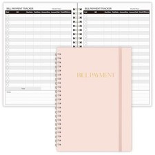 Bill Tracker Notebook, Monthly Bill Payment Checklist, 6" x 8.5", Bill Pink