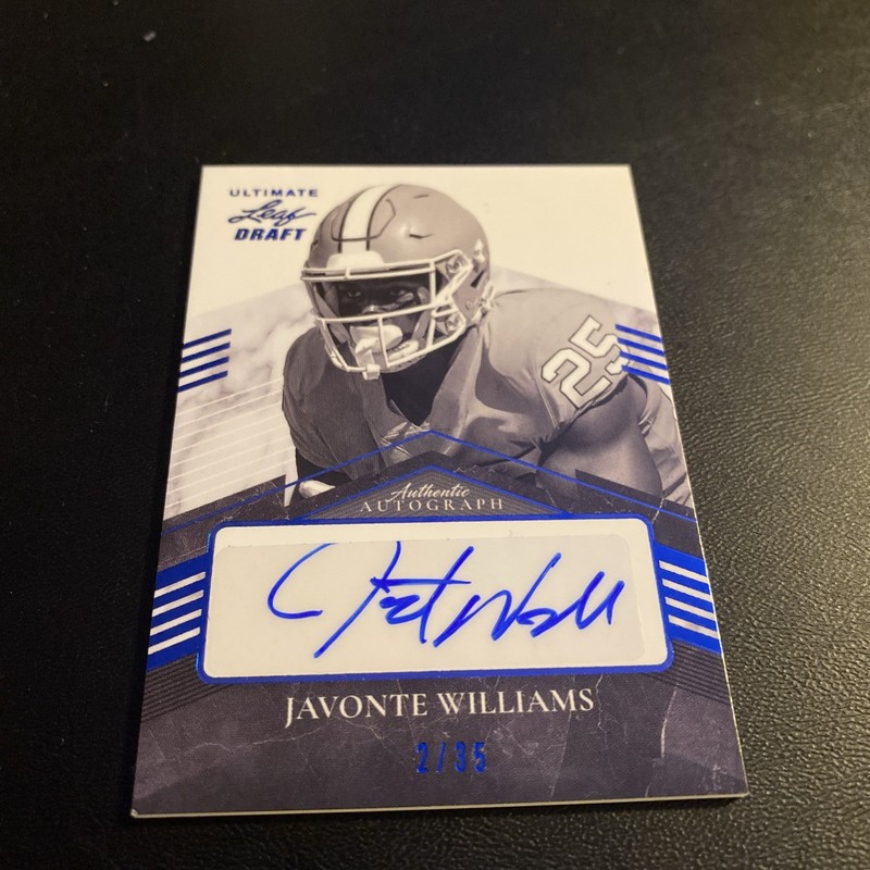 2021 Leaf Ultimate Draft-Portrait Auto B and W Javonte Williams #PA-JW2 Navy /35