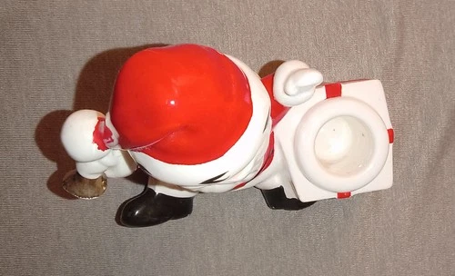 Vintage Ceramic Santa With Gift Christmas Taper Candle Holder image 6