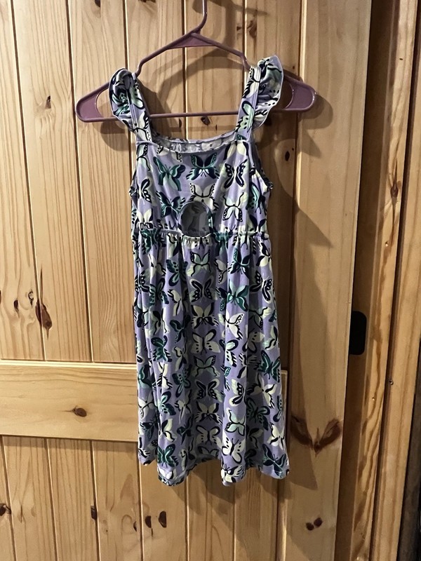 Girls Members Mark Knit Dress M(7/8) Purple W Butterflies  Sleeveless