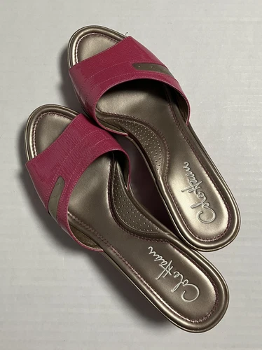 NIKE Sandali slip on vintage Y2K donna Cole Haan zeppa rosa vernice pelle taglia US 7 5B