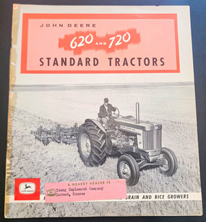 John Deere 620 & 720 Standard Tractors Advertising Brochure Original 1950's