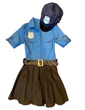 Girls Police Officer Uniform Costume Halloween Dress w/ Hat  Belt, Size 8-10 Y