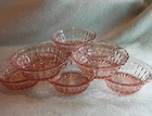 Set 8 VINTAGE Jeannette Windsor Diamond Pink Depression 4.75" Dessert Fruit Bowl
