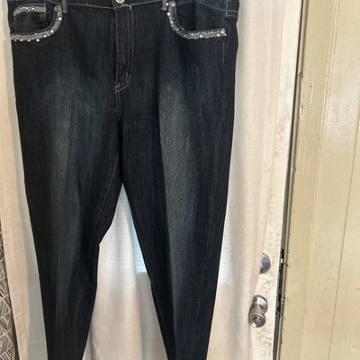 Old Skool Women's Jeans Size 22 Flap Pockets Embellished Skinny Stretch