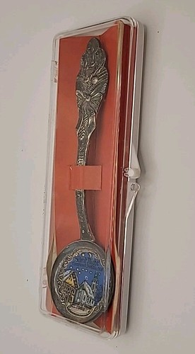 Cuchara de Navidad 1968 esmaltada/plateada Noche silenciosa Alemania Feliz Weinacht - Estuche - Imagen 13 de 21