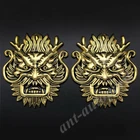 2pcs Golden Metal King of Chinese Dragon Car Trunk Emblem Badge Decal Stickers
