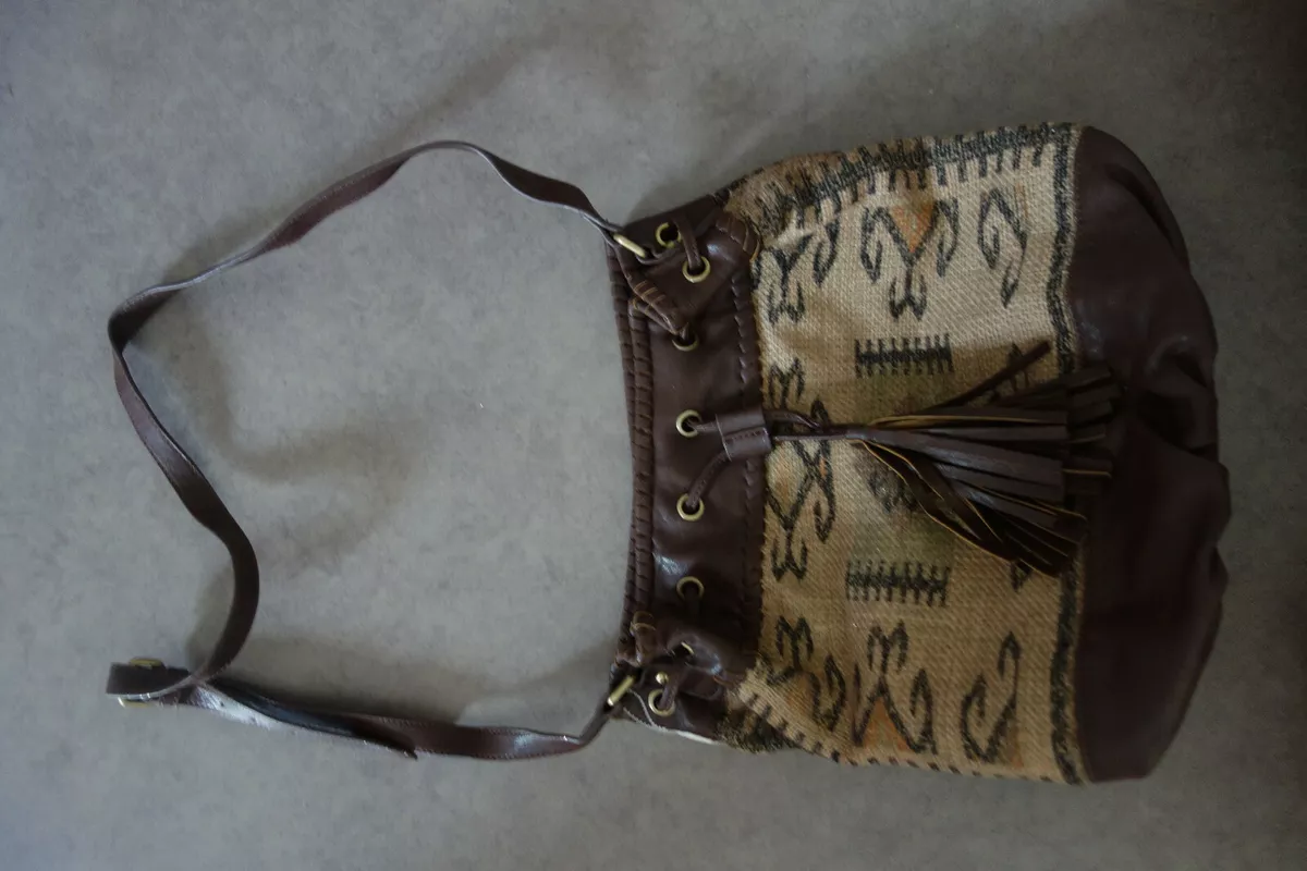 NEUF Sac seau simili cuir et toile de jute tiss e Moa eBay