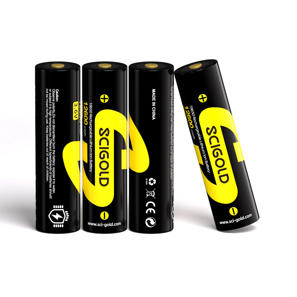 Scigold 3500mAh Rechargeable 12600mWh Battery with Protected Button Top (4 Pack)
