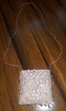CACHE Pink Beaded Evening Bag Formal Bridal Wedding - EXCELLENT 