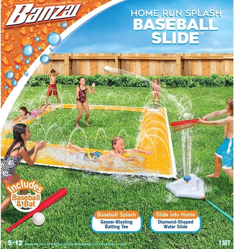 BANZAI Home Run Splash Baseball Inflatable Outdoor Backyard Water Slide