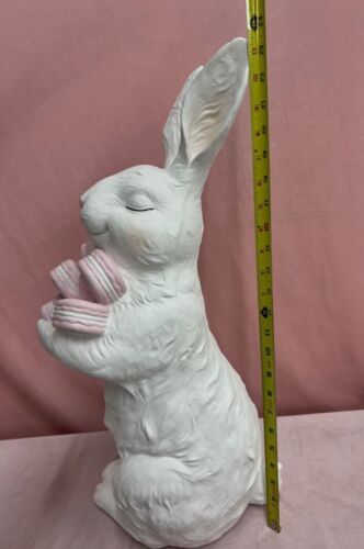 23.5” Huge Easter Bunny Holding Pink Pastel Macaroons Macaron Spring Decor - Picture 5 of 6