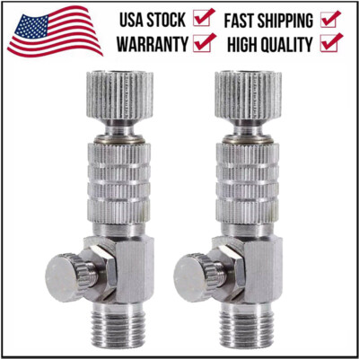 2PC Airbrush Airflow Adjustable Valve Quick Release 1/8th BSP Coupling Adaptor