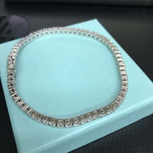 Gift 14K White Gold Over 925, 5mm Brilliant Cut Moissanite Tennis Bracelet (7") eBay