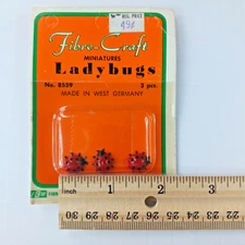 Vintage Miniature Ladybugs Fibre-Craft Made West Germany Sealed Package NOS