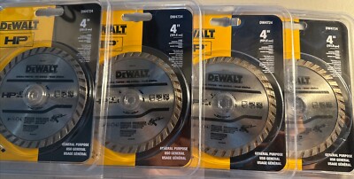 Lot of 4 DeWALT 4'' Turbo Diamond Blade High Performance General Purpose (DW4724)
