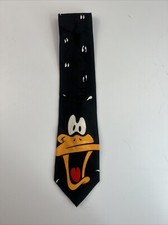 LOONEY TUNES Mania Neck Tie 1995 Daffy Duck Face Eyes Rare 55" RARE