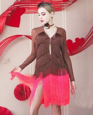Latin Tango Rhythm Ballroom Practice Dress Performance Tassels Rumba Samba Dance