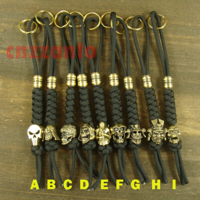Solid Brass Knife lanyard bead Skull Helmet Warrior paracord