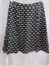 Kate Spade Bow Tie Flirt Skirt The Rules  Black White Silk Blend Size 4 NWT $298