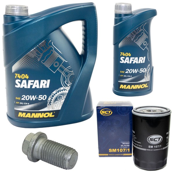 MotoröL Set 20W-50 6 Liter + ÖLfilter SM 107/1 + Schraube FüR Mercedes 190 E 2.6-image