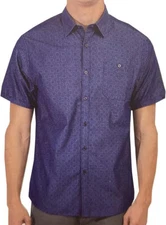 Micros Men's Short Sleeve Button DownShirt , Size Large