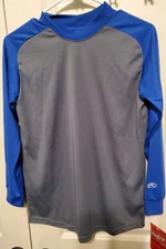 Rawlings Youth Long Sleeve Baseball Shirt Blue/Gray Polyester YLRMT-R-90 LARGE