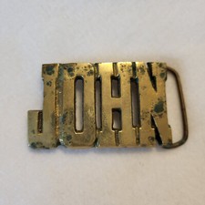 Vintage Solid Brass Name Belt Buckle "John"