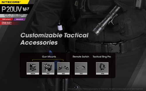 NiteCore P20UV V2 LED 1000 Lumens Tactical 365nm UV Flashlight Torch - Picture 6 of 12