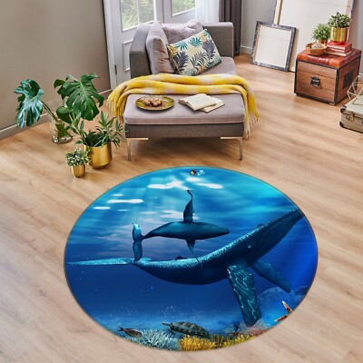 3D Ocean Blue Humpback Whale ZHUA2400 Game Non Slip Rug Mat Photo