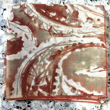 MAN HANDKERCHIEF JAPANESE ART PAISLEYS ORANGE COTTON VTG POCKET SQUARE 19   J118